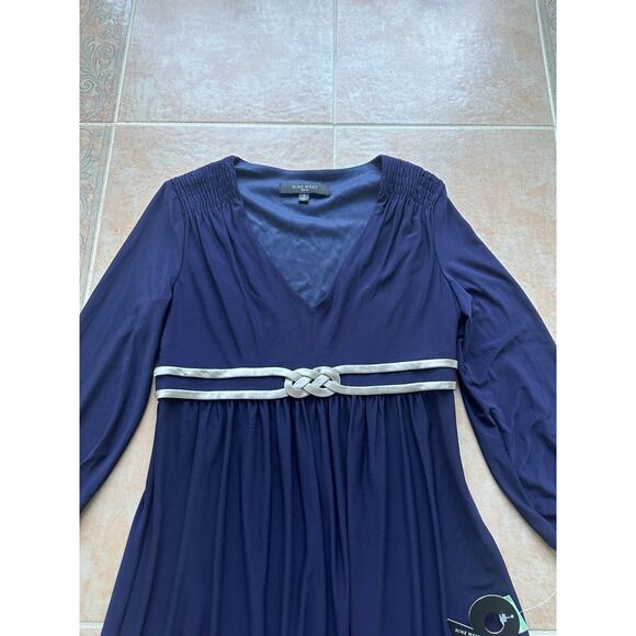 New‎ without tags ! NINE WEST Hot 9 Waist detail Dress Navy S8 - Picture 3 of 8